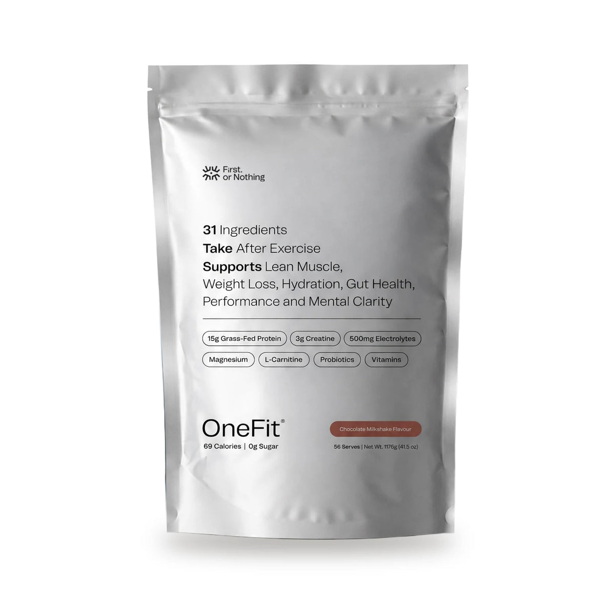 The OneFit 4.7 Chocolate Milkshake pouch, 56 serves